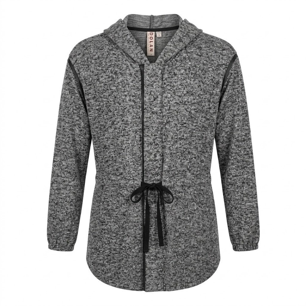 Dolan Left Coast Collection SMALL‎ Gray Marled Hooded Jacket Faux Leather Trim